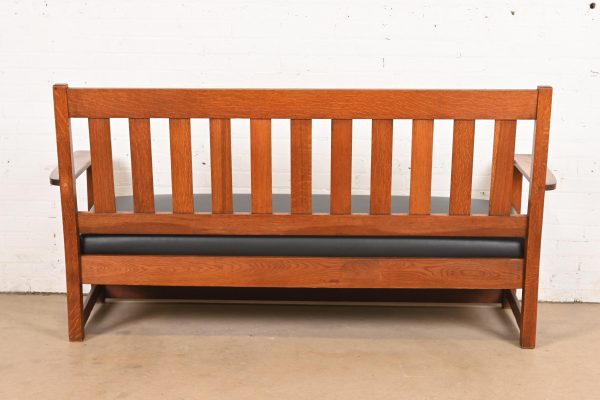 Charles Stickley Antique Mission Oak Arts & Crafts Settle Sofa or Bench, Circa 1900 - Image 9