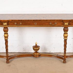 Karges French Regency Louis XVI Burled Walnut and Gold Gilt Console Table or Server