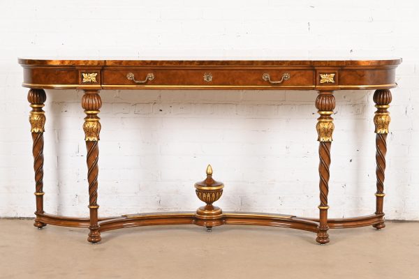 Karges French Regency Louis XVI Burled Walnut and Gold Gilt Console Table or Server - Image 2