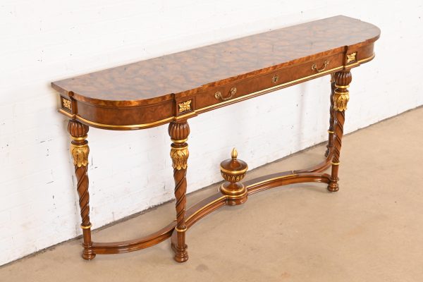 Karges French Regency Louis XVI Burled Walnut and Gold Gilt Console Table or Server - Image 4