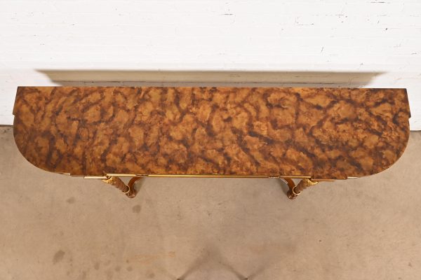 Karges French Regency Louis XVI Burled Walnut and Gold Gilt Console Table or Server - Image 9
