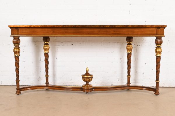 Karges French Regency Louis XVI Burled Walnut and Gold Gilt Console Table or Server - Image 11