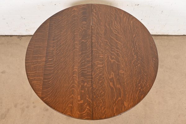 R. J. Horner Style Antique Victorian Oak Pedestal Extension Dining Table With Lion Paw Feet, Newly Refinished - Image 5