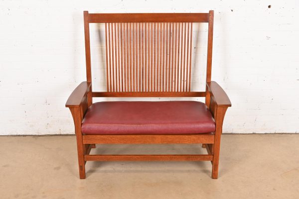 Stickley Mission Oak Arts & Crafts Spindle Bench or Settee - Image 2