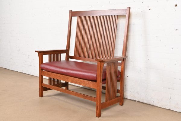 Stickley Mission Oak Arts & Crafts Spindle Bench or Settee - Image 3