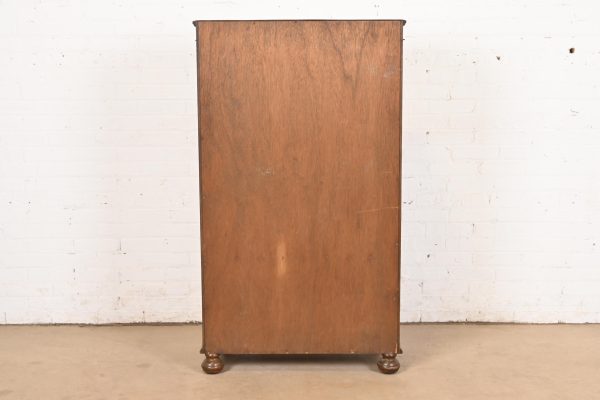 Antique English Tudor Carved Oak Glass Front Bookcase Cabinet, Circa 1920s - Image 11