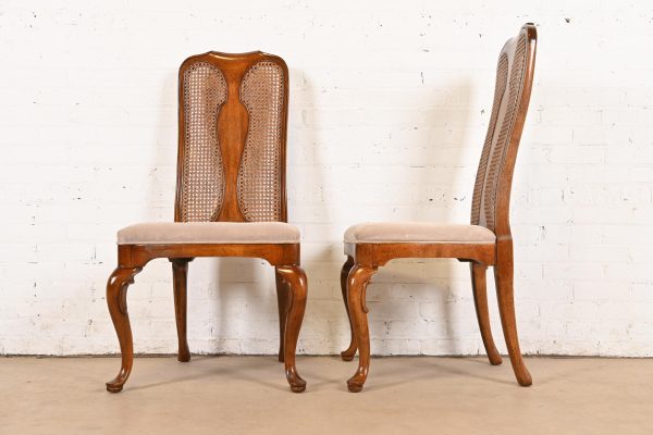 Queen Anne Solid Walnut and Cane High Back Dining Chairs by Mount Airy Furniture, Set of Six - Image 6