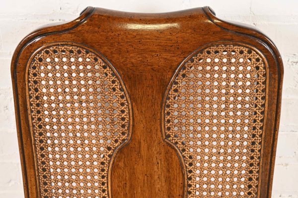 Queen Anne Solid Walnut and Cane High Back Dining Chairs by Mount Airy Furniture, Set of Six - Image 8