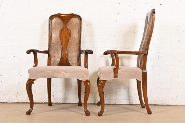 Queen Anne Solid Walnut and Cane High Back Dining Chairs by Mount Airy Furniture, Set of Six - Image 10