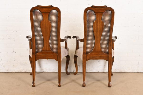 Queen Anne Solid Walnut and Cane High Back Dining Chairs by Mount Airy Furniture, Set of Six - Image 11