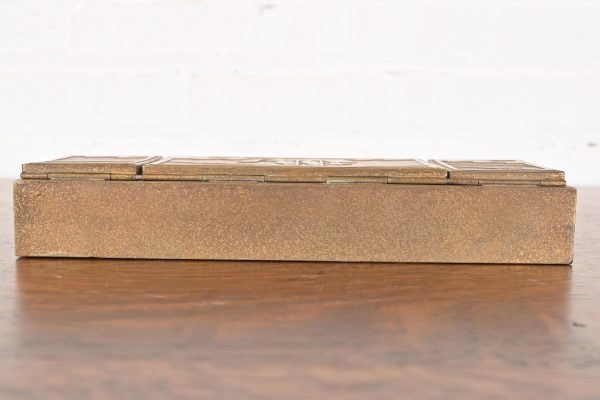 Silver Crest Arts & Crafts Nautical Bronze Double Inkwell With Pen Tray - Image 8