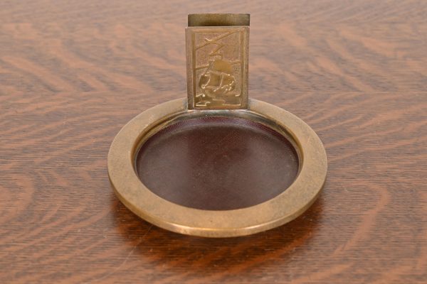 Silver Crest Arts & Crafts Nautical Bronze Ashtray With Match Box Holder - Image 2