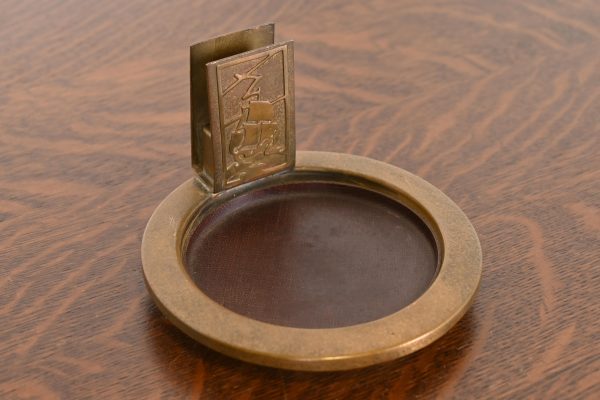 Silver Crest Arts & Crafts Nautical Bronze Ashtray With Match Box Holder - Image 4
