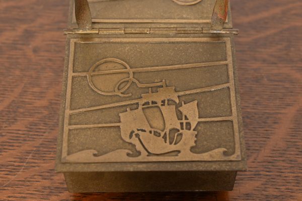 Silver Crest Arts & Crafts Nautical Bronze Humidor Cigar Box With Handle - Image 7