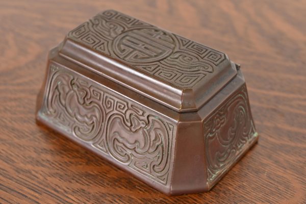 Tiffany Studios New York Chinese Pattern Bronze Stamp Box