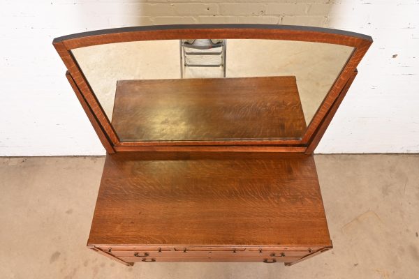 Limbert Antique Mission Oak Arts & Crafts Vanity Dresser With Mirror, Circa 1900 - Image 8