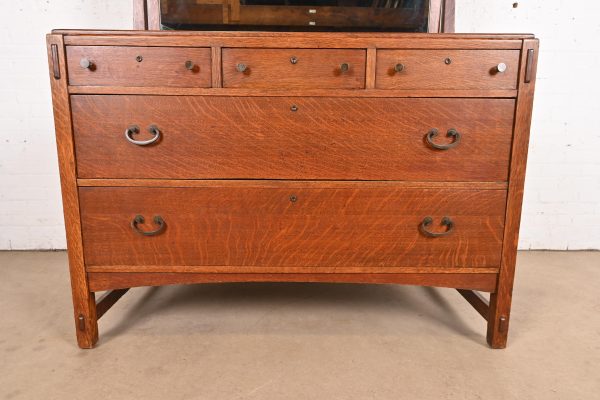 Limbert Antique Mission Oak Arts & Crafts Vanity Dresser With Mirror, Circa 1900 - Image 5
