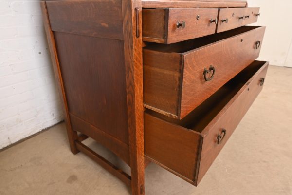 Limbert Antique Mission Oak Arts & Crafts Vanity Dresser With Mirror, Circa 1900 - Image 6