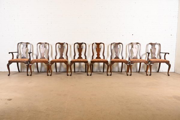 Henkel Harris Queen Anne Solid Mahogany Side Chairs or Dining Chairs, Pair - Image 10