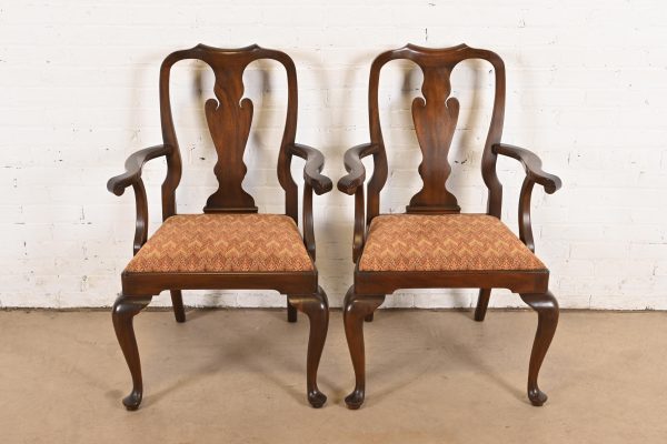 Henkel Harris Queen Anne Solid Mahogany Armchairs or Dining Chairs, Pair - Image 2