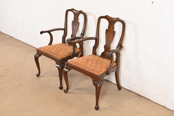 Henkel Harris Queen Anne Solid Mahogany Armchairs or Dining Chairs, Pair - Image 3