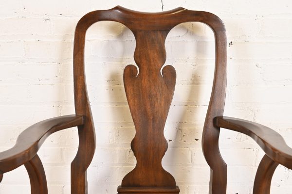 Henkel Harris Queen Anne Solid Mahogany Armchairs or Dining Chairs, Pair - Image 6
