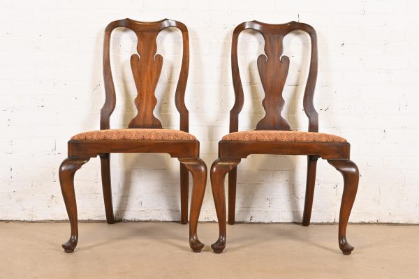 Henkel Harris Queen Anne Solid Mahogany Side Chairs or Dining Chairs, Pair - Image 2