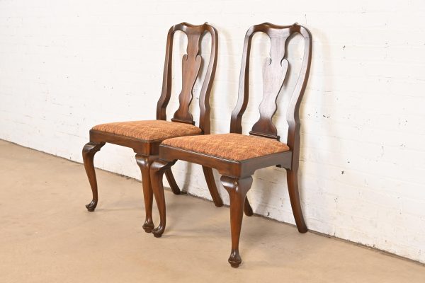 Henkel Harris Queen Anne Solid Mahogany Side Chairs or Dining Chairs, Pair - Image 3