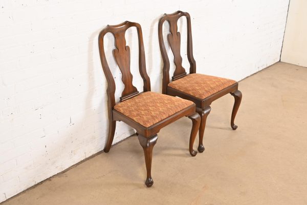 Henkel Harris Queen Anne Solid Mahogany Side Chairs or Dining Chairs, Pair - Image 4