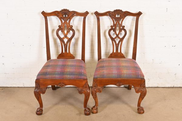 Henredon Chippendale Carved Mahogany Side Chairs or Dining Chairs, Pair - Image 3