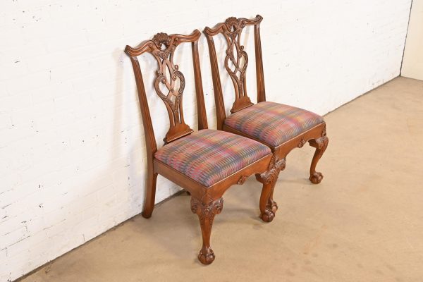 Henredon Chippendale Carved Mahogany Side Chairs or Dining Chairs, Pair - Image 4