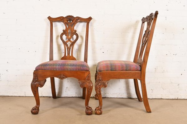 Henredon Chippendale Carved Mahogany Side Chairs or Dining Chairs, Pair - Image 5