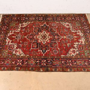 Vintage Hand-Woven Persian Heriz Room Size Wool Area Rug