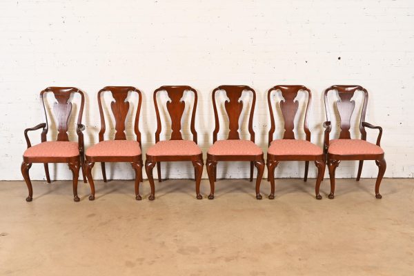 Baker Furniture Queen Anne Carved Mahogany Dining Chairs, Set of Six - Image 3