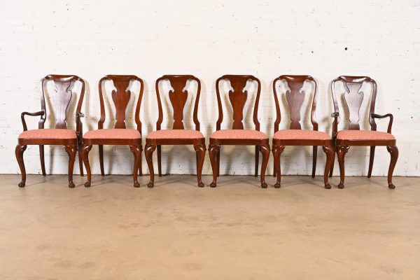 Baker Furniture Queen Anne Carved Mahogany Dining Chairs, Set of Six - Image 2