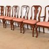 Baker Furniture Queen Anne Carved Mahogany Dining Chairs, Set of Six