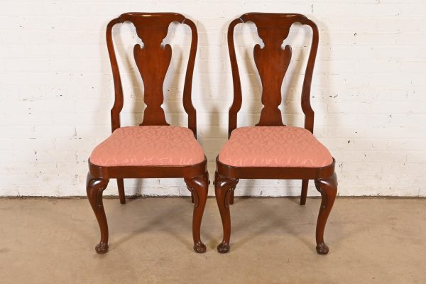 Baker Furniture Queen Anne Carved Mahogany Side Chairs or Dining Chairs, Pair - Image 2