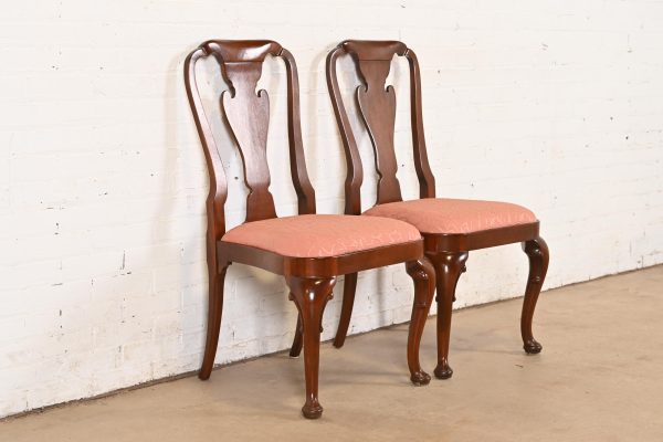 Baker Furniture Queen Anne Carved Mahogany Side Chairs or Dining Chairs, Pair - Image 3