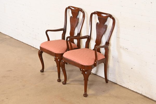 Baker Furniture Queen Anne Carved Mahogany Armchairs or Dining Captain Chairs, Pair - Image 4