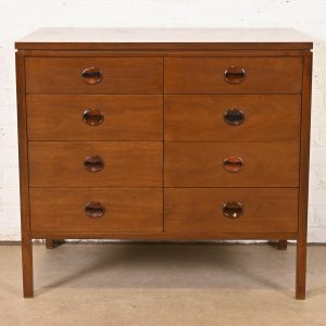 Edward Wormley for Dunbar Mid-Century Modern Walnut and Rosewood Eight-Drawer Chest, Circa 1960s