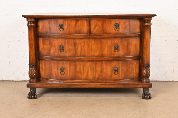 Ralph Lauren Style American Empire Flame Mahogany Chest of Drawers With Lion Paw Feet