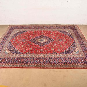 Vintage Hand-Knotted Persian Kashan Room Size Rug