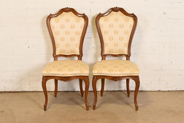 Karges French Provincial Louis XV Carved Walnut Side Chairs or Dining Chairs, Pair - Image 2