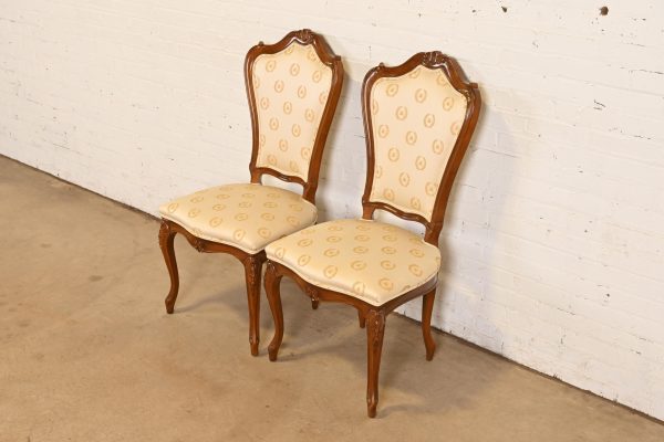 Karges French Provincial Louis XV Carved Walnut Side Chairs or Dining Chairs, Pair - Image 4