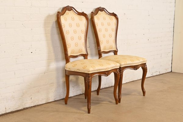 Karges French Provincial Louis XV Carved Walnut Side Chairs or Dining Chairs, Pair - Image 3