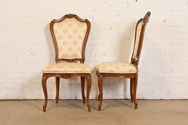 Karges French Provincial Louis XV Carved Walnut Side Chairs or Dining Chairs, Pair - Image 7