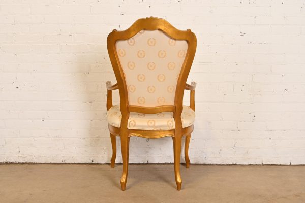 Karges French Provincial Louis XV Carved Walnut and Gold Gilt Armchairs or Dining Chairs, Pair - Image 8