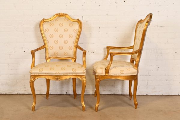 Karges French Provincial Louis XV Carved Walnut and Gold Gilt Dining Chairs, Set of Twelve - Image 8
