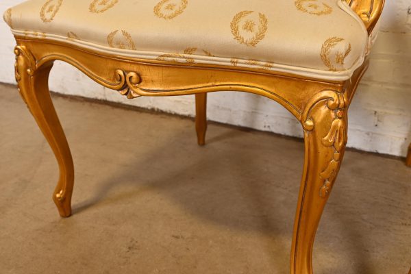 Karges French Provincial Louis XV Carved Walnut and Gold Gilt Armchairs or Dining Chairs, Pair - Image 6