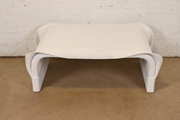 Betty Cobonpue Scultura Collection White Lacquered Split Reed Rattan Coffee Table or Cocktail Table - Image 2